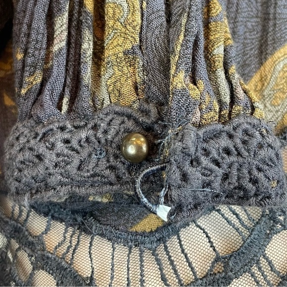 Free People Sweet Thing Baby Swing Dress Tunic Navy Paisley Size Small - Picture 7 of 9